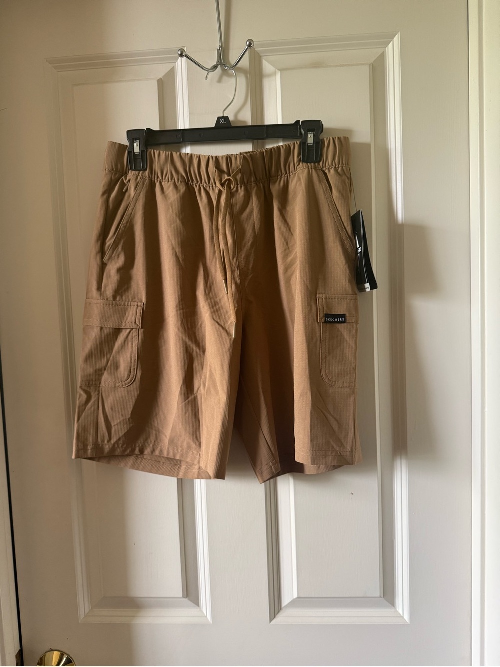 Skechers Men's Cargo Shorts in Tan with Elastic Waist